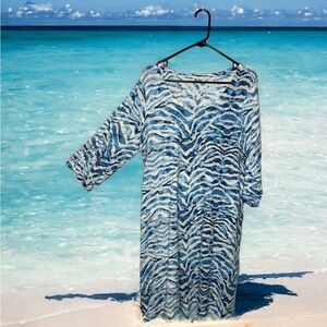 Soft Surroundings Blue and White Zebra Print dress or cover up   Super cute